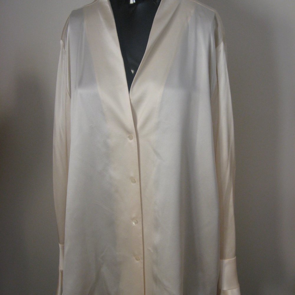 Ralph Lauren 100% Silk Ivory Ruffle Sleeve Blouse